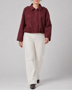 Women's Cropped Collared Bomber Jacket