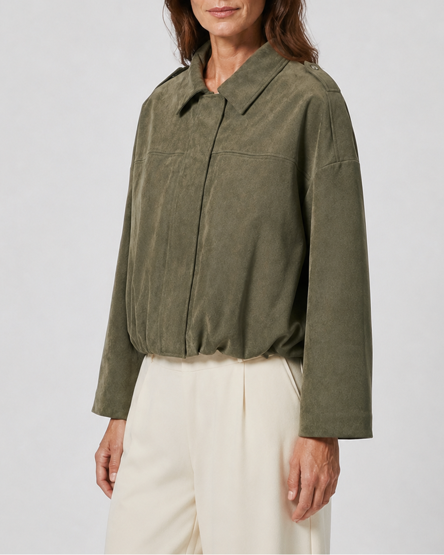 Women's Cropped Collared Bomber Jacket