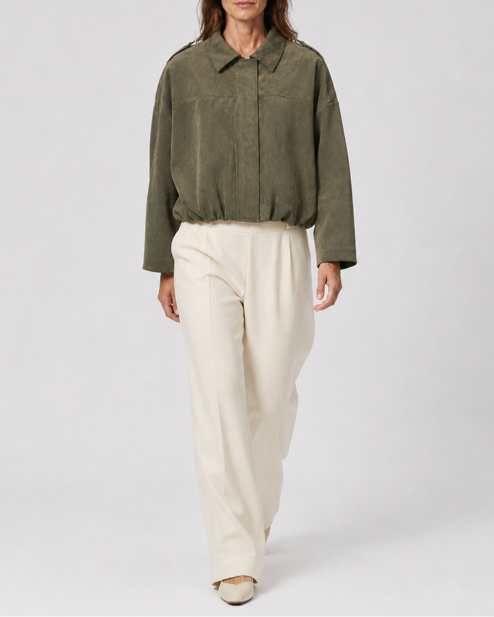 Women's Cropped Collared Bomber Jacket