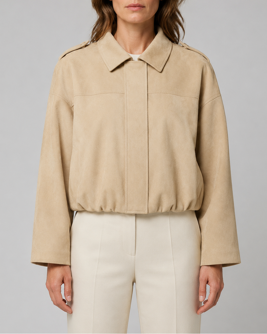Women's Cropped Collared Bomber Jacket