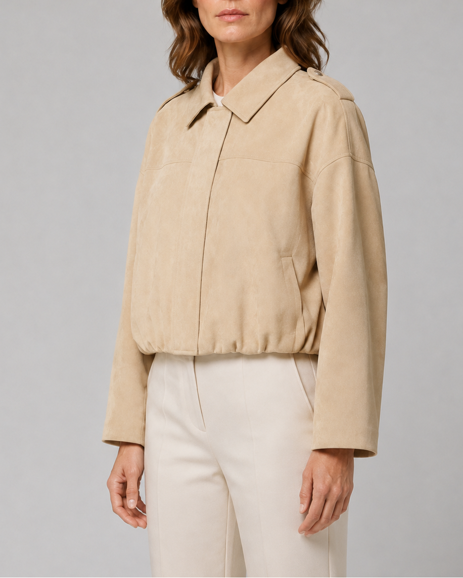 Women's Cropped Collared Bomber Jacket