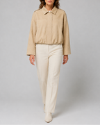 Women's Cropped Collared Bomber Jacket