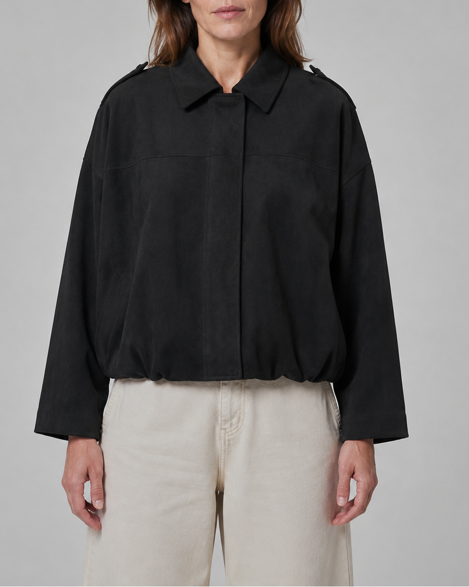 Women's Cropped Collared Bomber Jacket