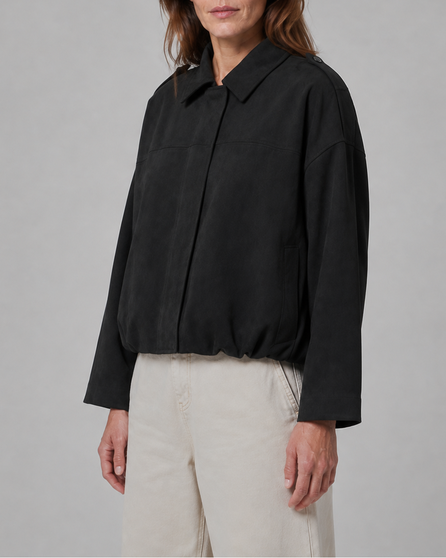 Women's Cropped Collared Bomber Jacket