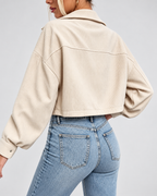 Cropped corduroy trucker jacket full length