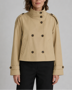Women's Cropped Double Breasted Stand Collar Trench Coat