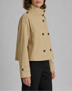 Women's Cropped Double Breasted Stand Collar Trench Coat