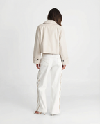 Women's Cropped Jacket with Collar and Button Front