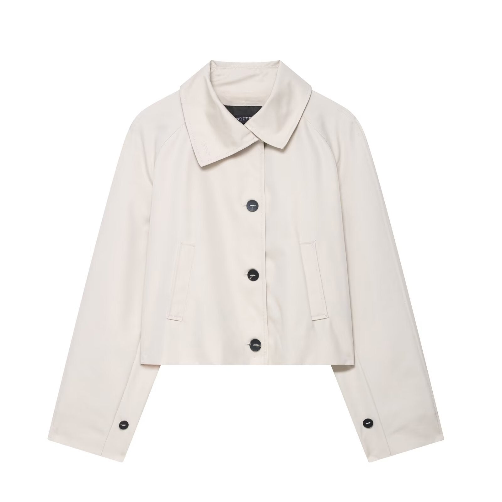 Women's Cropped Jacket with Collar and Button Front