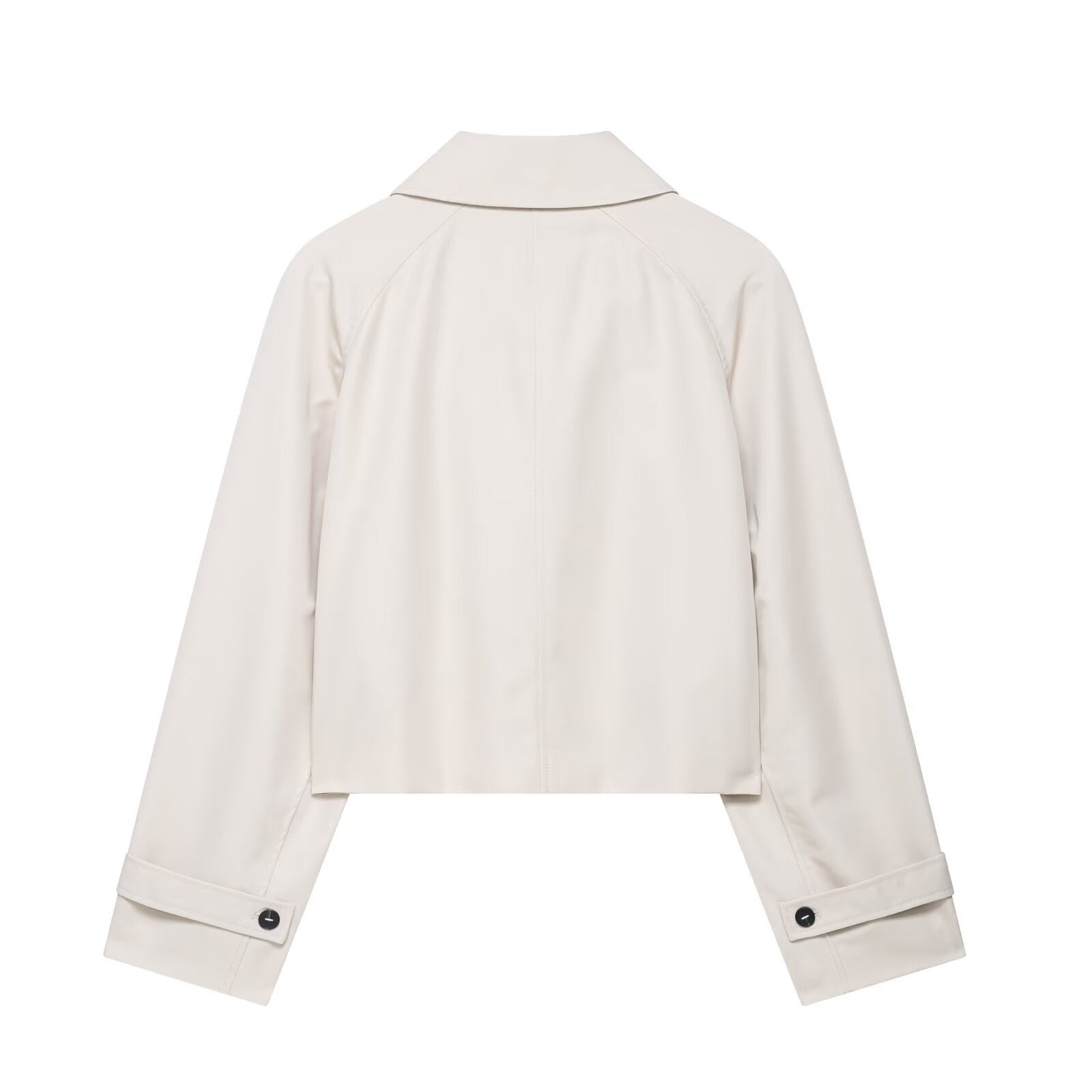Women's Cropped Jacket with Collar and Button Front