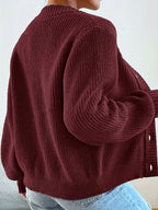 Women's Cropped Ribbed Knit Cardigan with V-Neck and Button Front
