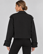 Women's Cropped Trench Jacket with Double Breasted Front and Belted Cuffs