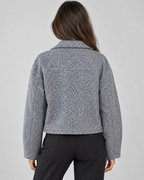 Women's Cropped Wool Blend Jacket with Zip Front and Collar