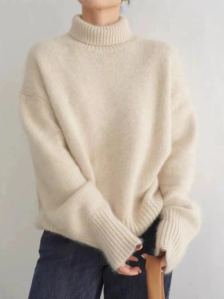 Women's Elegant Soft Knit Turtleneck Jumper with Classic High Collar 2