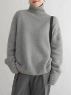 Women's Elegant Soft Knit Turtleneck Jumper with Classic High Collar 4