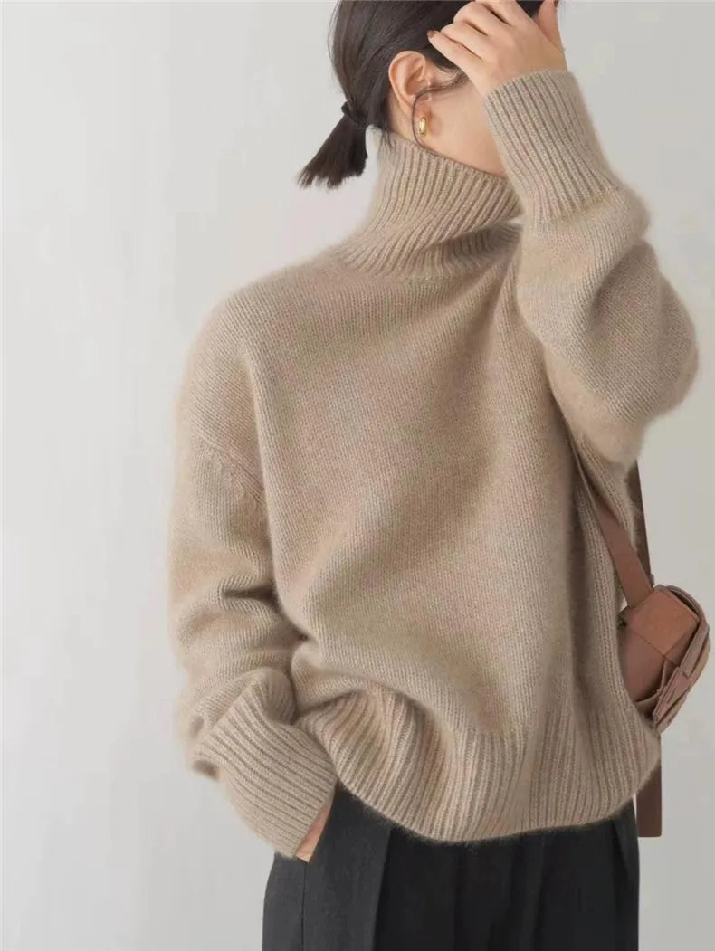 Women's Elegant Soft Knit Turtleneck Jumper with Classic High Collar 6