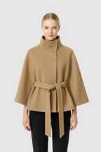 Women's Elegant Wool Look Coat with Refined Collar and Feminine Tailored Cut 1