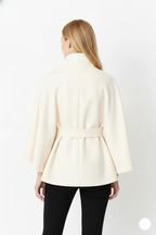 Women's Elegant Wool Look Coat with Refined Collar and Feminine Tailored Cut 12