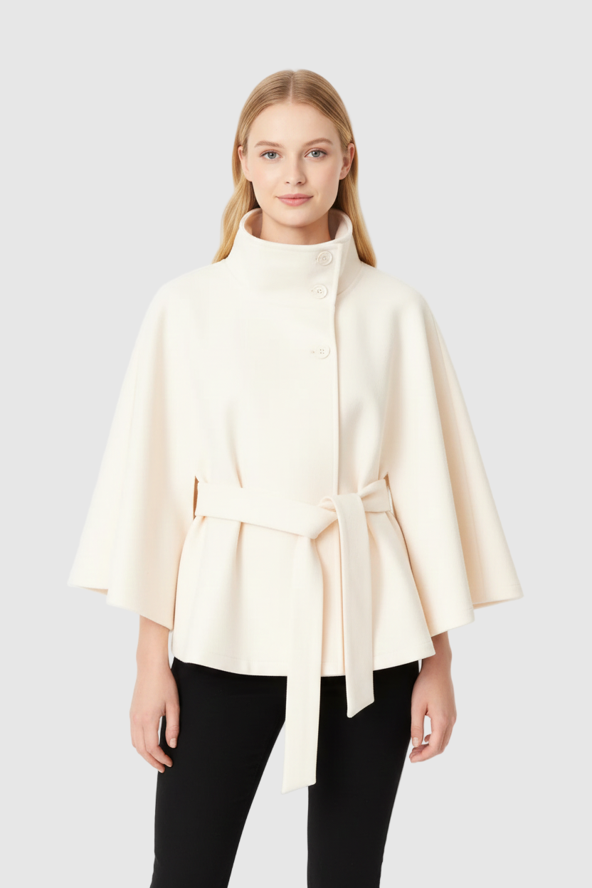 Women's Elegant Wool Look Coat with Refined Collar and Feminine Tailored Cut 2
