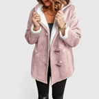 Women's Faux Suede Coat with Sherpa Lining and Hood