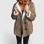 Women's Faux Suede Coat with Sherpa Lining and Hood
