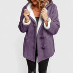 Women's Faux Suede Coat with Sherpa Lining and Hood