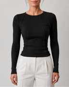 Women's Fitted Ribbed Round Neck Long Sleeve Top