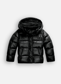 Women's Glossy Hooded Padded Puffer Jacket with Zip Front