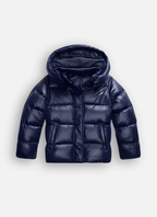 Women's Glossy Hooded Padded Puffer Jacket with Zip Front