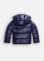 Women's Glossy Hooded Padded Puffer Jacket with Zip Front