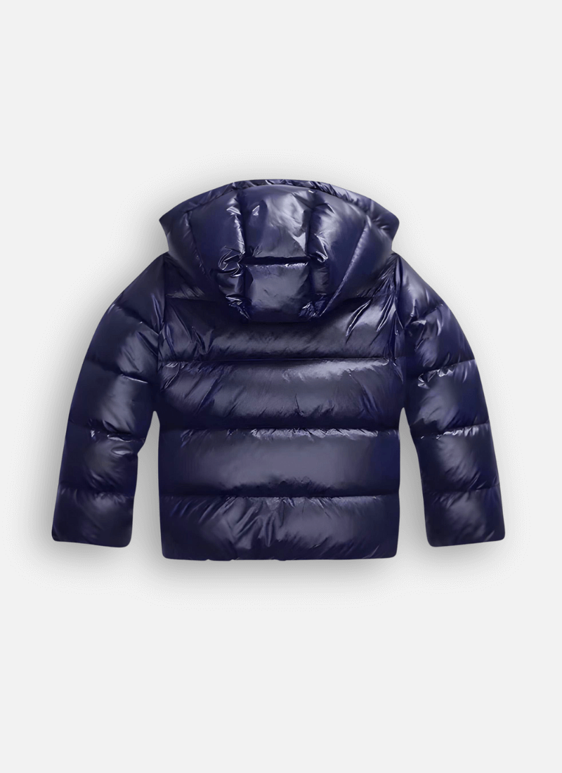 Women's Glossy Hooded Padded Puffer Jacket with Zip Front