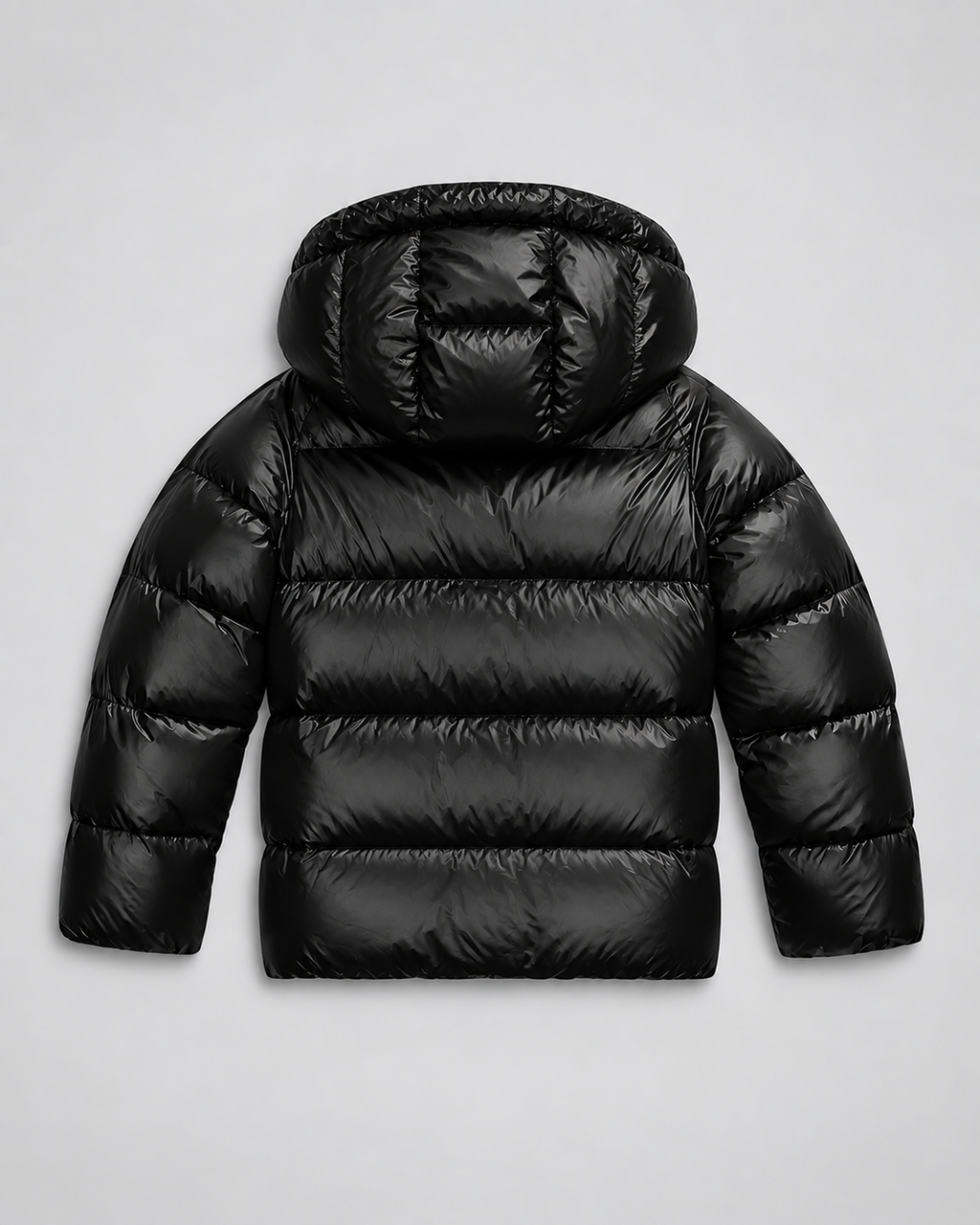 Women's Glossy Puffer Jacket with Removable Hood and Zip Front