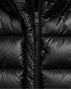 Women's Glossy Puffer Jacket with Removable Hood and Zip Front