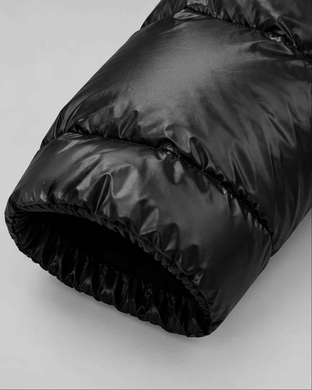 Women's Glossy Puffer Jacket with Removable Hood and Zip Front
