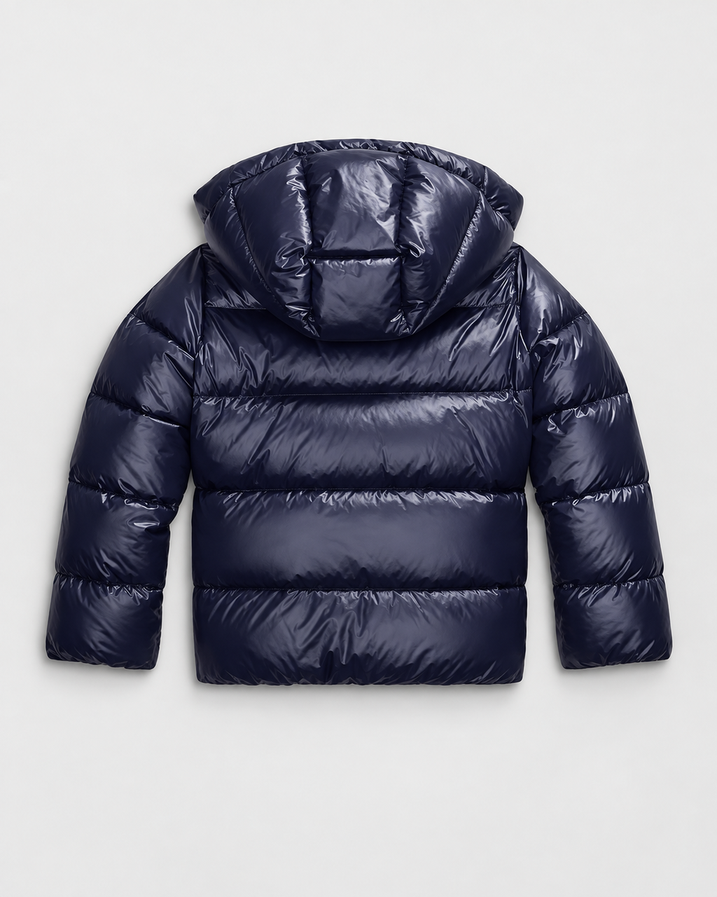 Women's Glossy Puffer Jacket with Removable Hood and Zip Front
