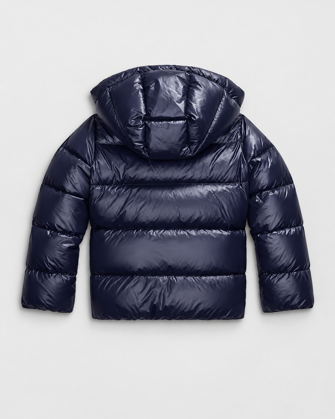 Women's Glossy Puffer Jacket with Removable Hood and Zip Front