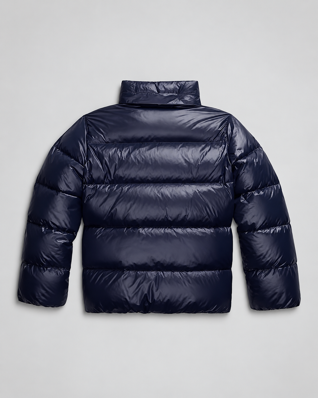 Women's Glossy Puffer Jacket with Removable Hood and Zip Front
