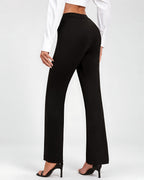 Women's High Waisted Flared Trousers in Black – back view