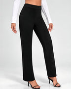 Women's High Waisted Flared Trousers in Black – front view