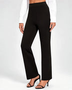 Women's High Waisted Flared Trousers in Black – three-quarter view