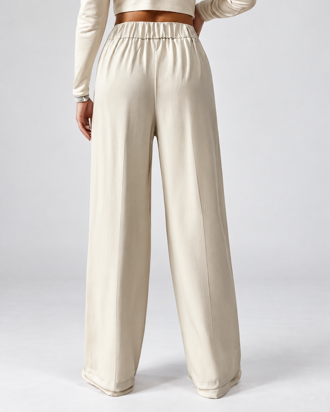 Women's High Waisted Wide Leg Tailored Trousers with Button Front
