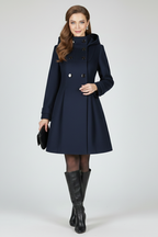 Hooded A line coat full length