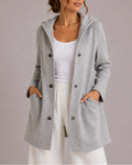 Women's Hooded Cardigan with Button Front and Pockets