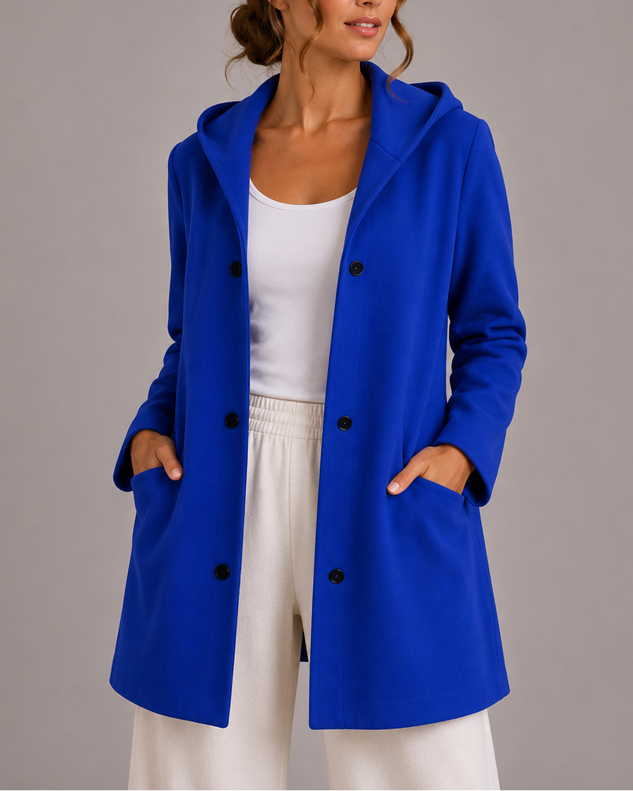 Women's Hooded Cardigan with Button Front and Pockets