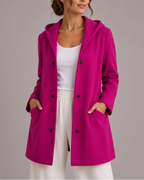 Women's Hooded Cardigan with Button Front and Pockets
