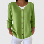 Women's Knit Cardigan with Button Front and V-Neck