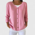 Women's Knit Cardigan with Button Front and V-Neck
