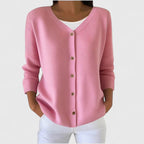 Women's Knit Cardigan with Button Front and V-Neck