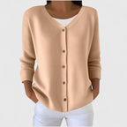 Women's Knit Cardigan with Button Front and V-Neck