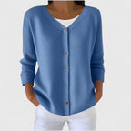 Women's Knit Cardigan with Button Front and V-Neck